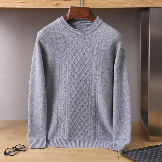 All-matching Seven-needle Thickened Twisted Round Neck Men's Sweater