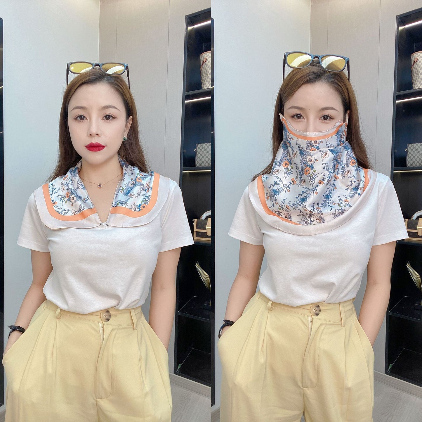 Female Printed Breathable Eye Corner Protection Summer Sunscreen Mask