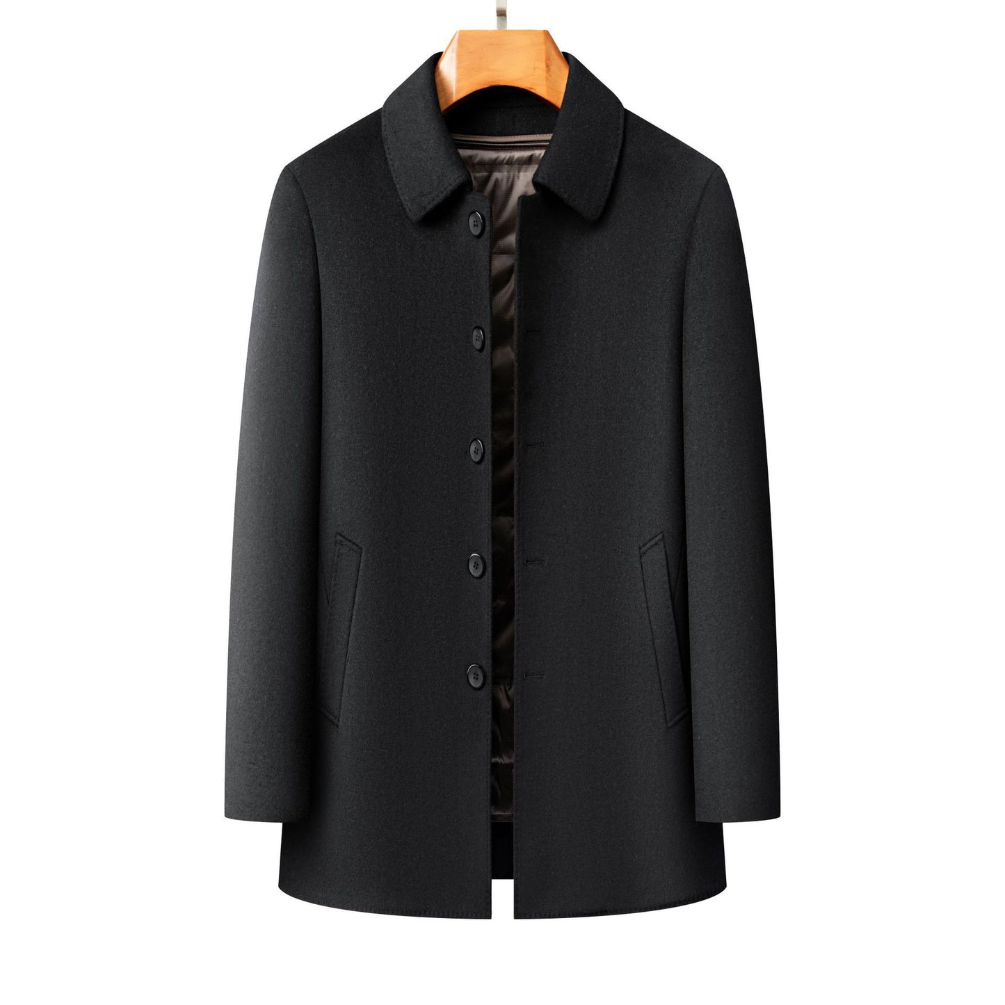 Middle-aged Men's Lapel Double-sided Woolen Coat