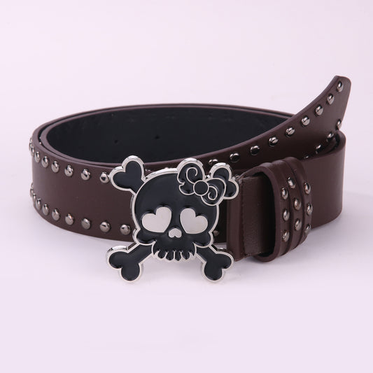 Belt Female Skull Wide Waist Seal Rivet Y2g Hot Girl Belt Men And Women