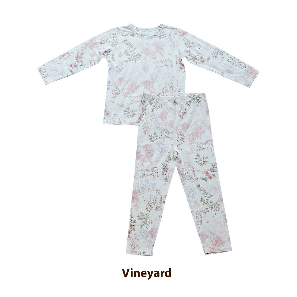 Bamboo Cotton Knitted Parent-child Homewear Clothes Pajamas Suit