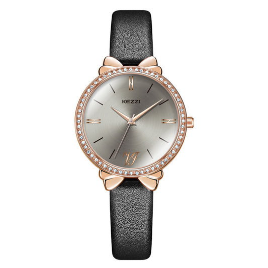 Women's Diamond-embedded Simple Elegant Belt Quartz Waterproof Watch