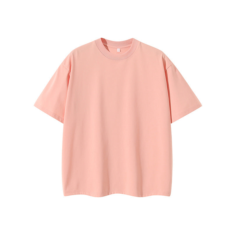 Double Yarn Short Sleeve Sweat-absorbing Cotton T-shirt Top