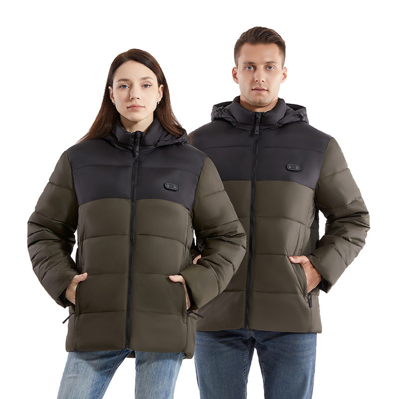 Smart Heating DC Warm Two-color Heating Constant Temperature Cotton-padded Coat