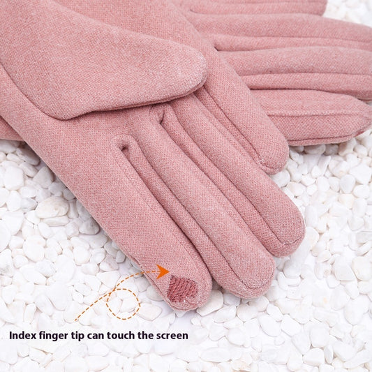 Women's Winter Riding Warm Velvet Padded Thickened Touch Screen Gloves