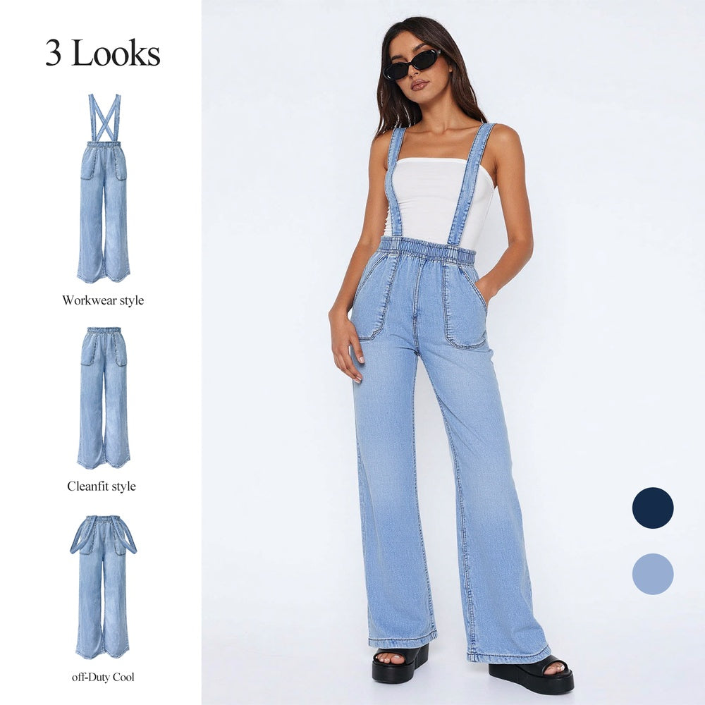 Women's High-Waist Jeans, Convertible Wide-Leg Full-Length Jeans With 3-in-1 Adjustable Hem, Tencel Lyocell For Summer. Forbidden Platform - Temu