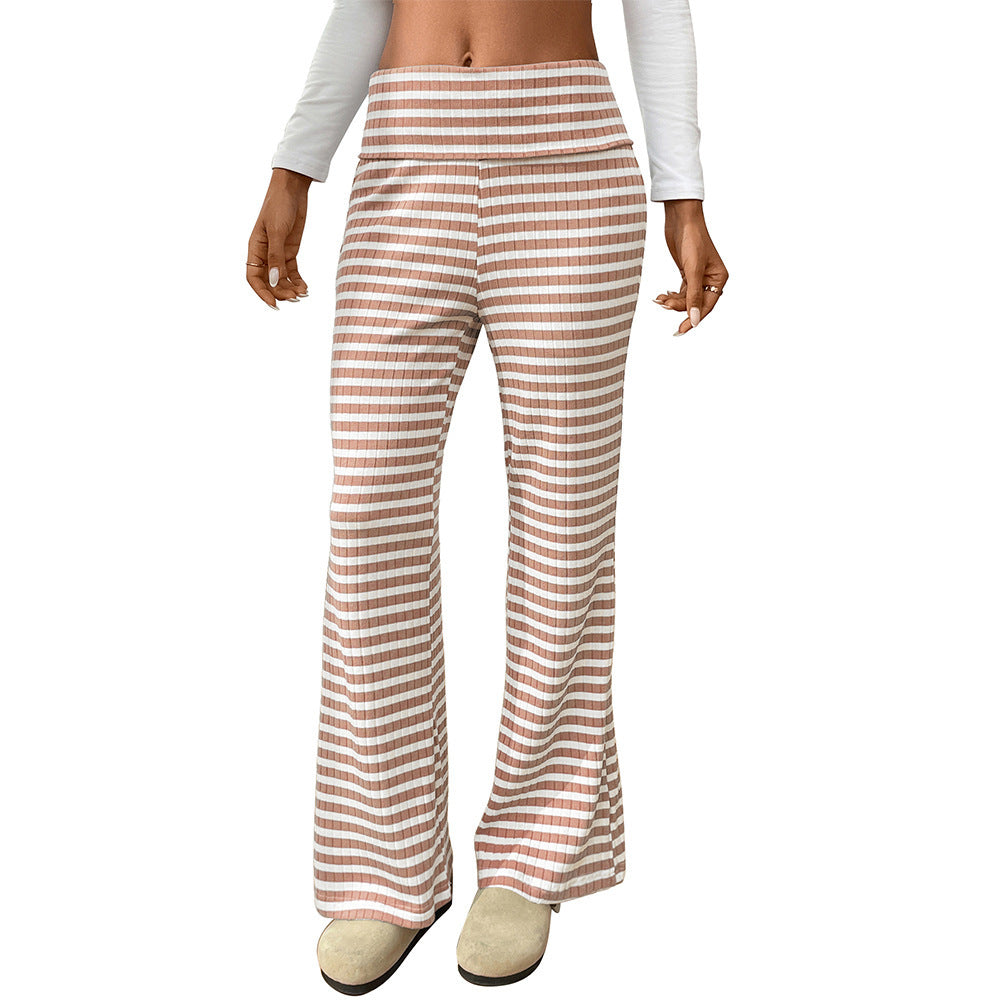 Women's Casual Y2g Straight Striped Home Trousers