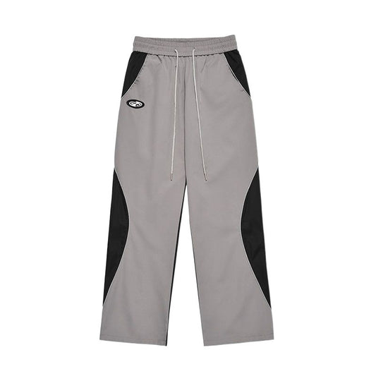 American Retro Color Contrast Patchwork Design Pants