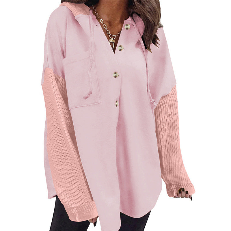 Women's Sweater Patchwork Hoodie Casual Jacket