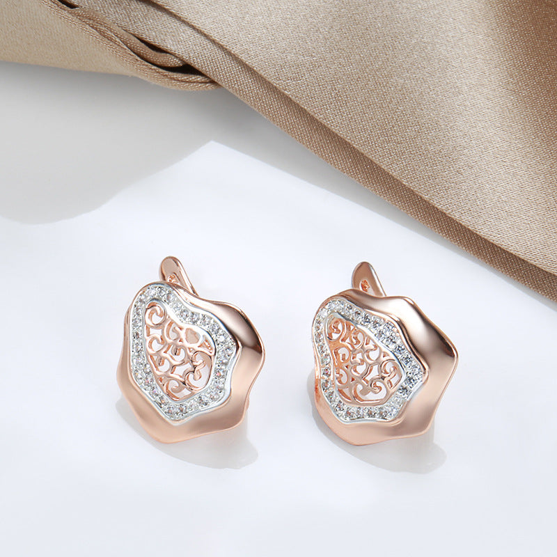 Geometry Pattern Hollow Carved Two-tone Earrings