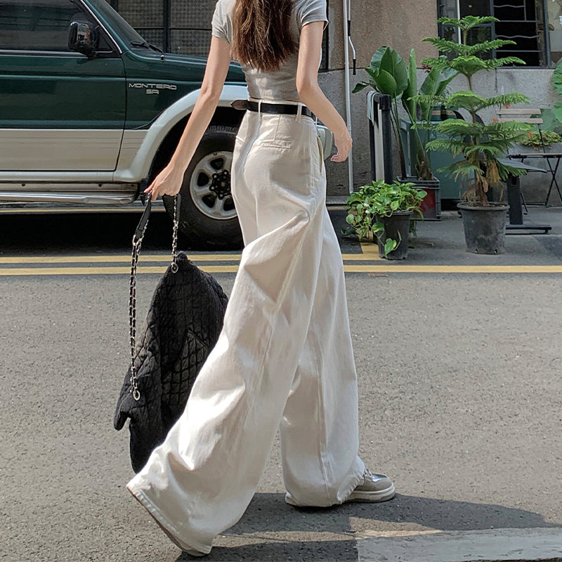 Women's Plus Size Loose American White Jeans