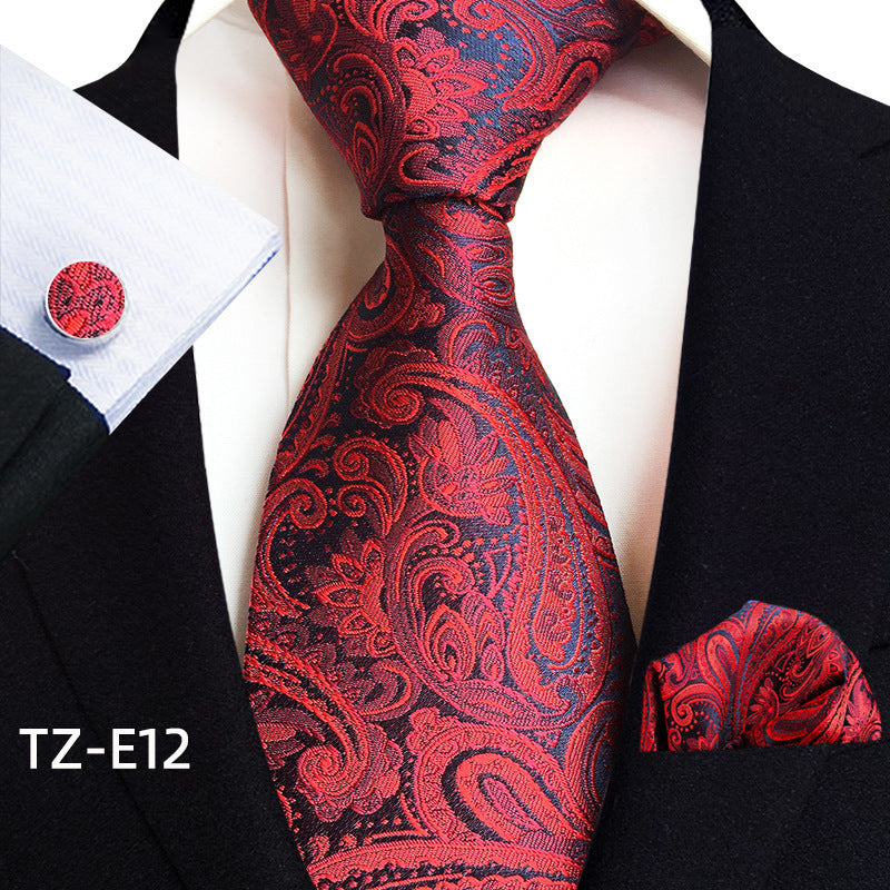 Paisley Tie Square Scarf Pocket Square Cufflinks Three-piece Set