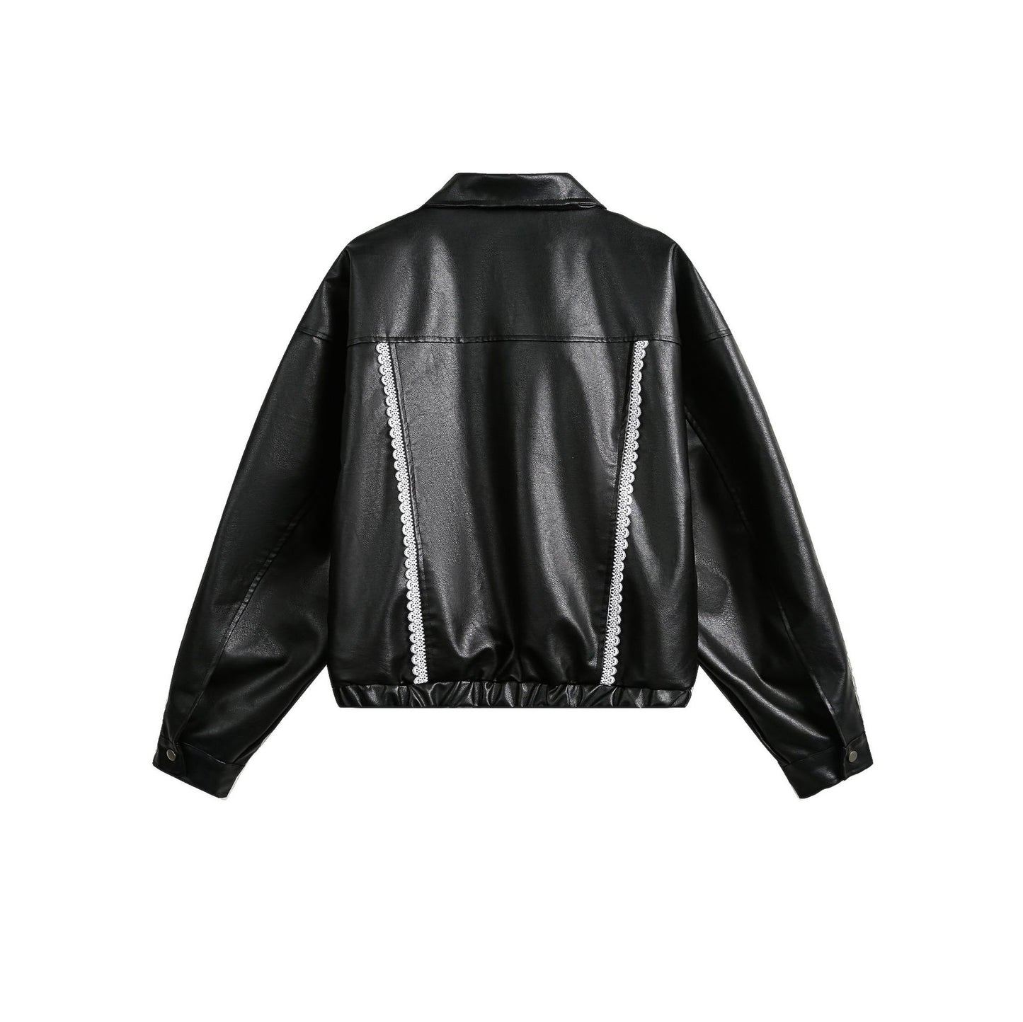 Women's Street Black Lace Love Number Embroidered Lapel Jacket