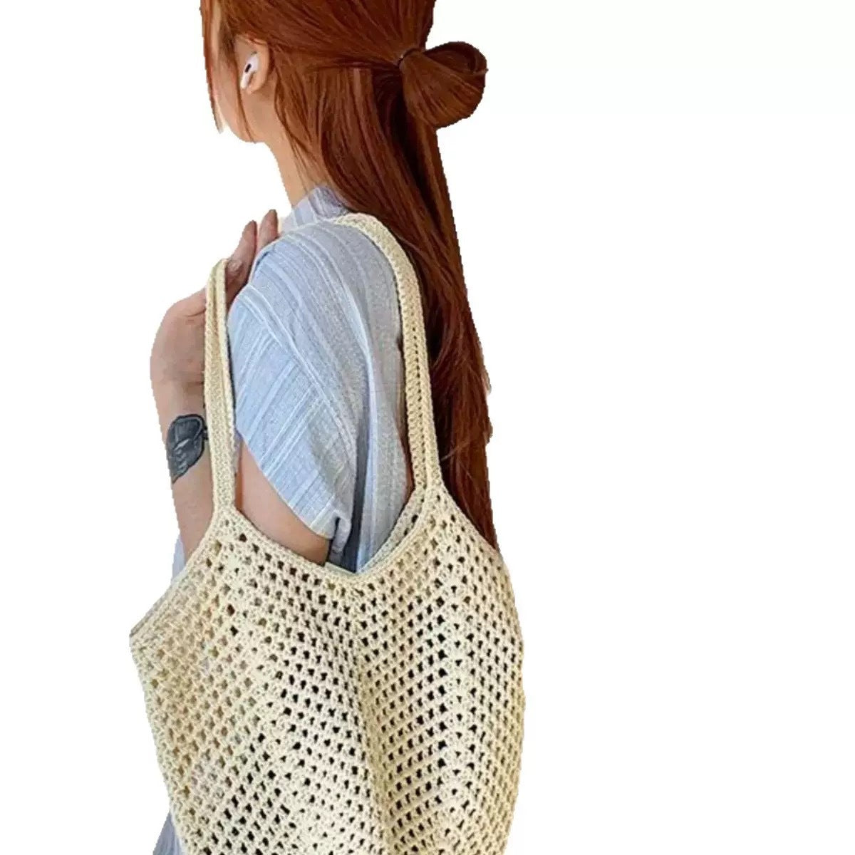 Woven Tote Hollow Holiday Straw Beach Casual Shoulder Bag