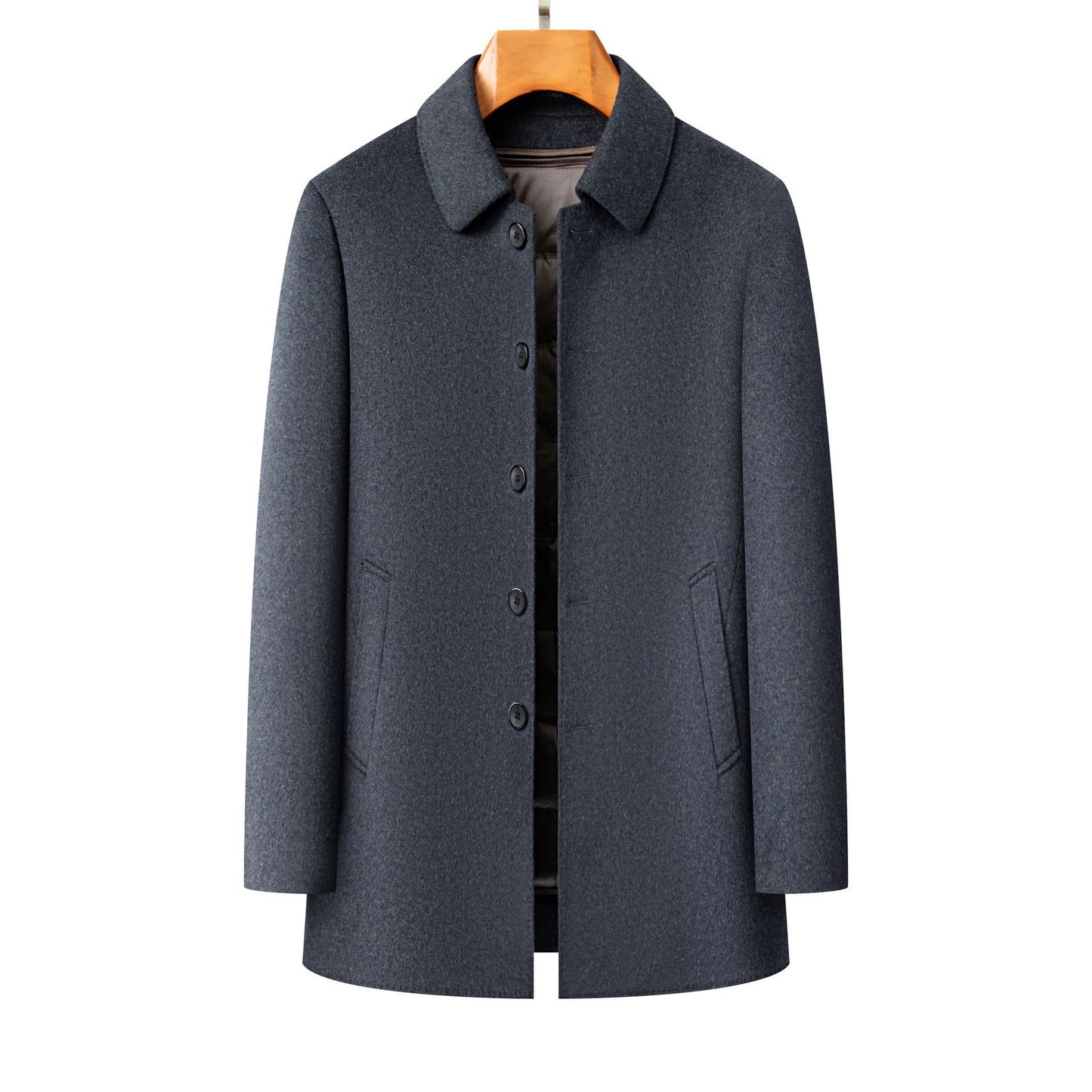 Middle-aged Men's Lapel Double-sided Woolen Coat