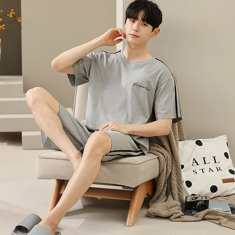 Men's Soft Short Sleeve 2 Casual Plus Size Pajamas Suit