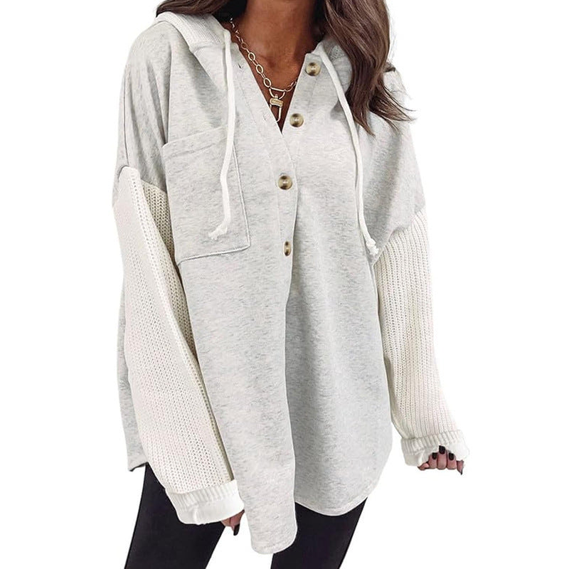 Women's Sweater Patchwork Hoodie Casual Jacket