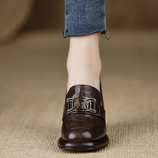 British Style Round Head Thick Bottom Deep Mouth Pumps Women's Autumn New