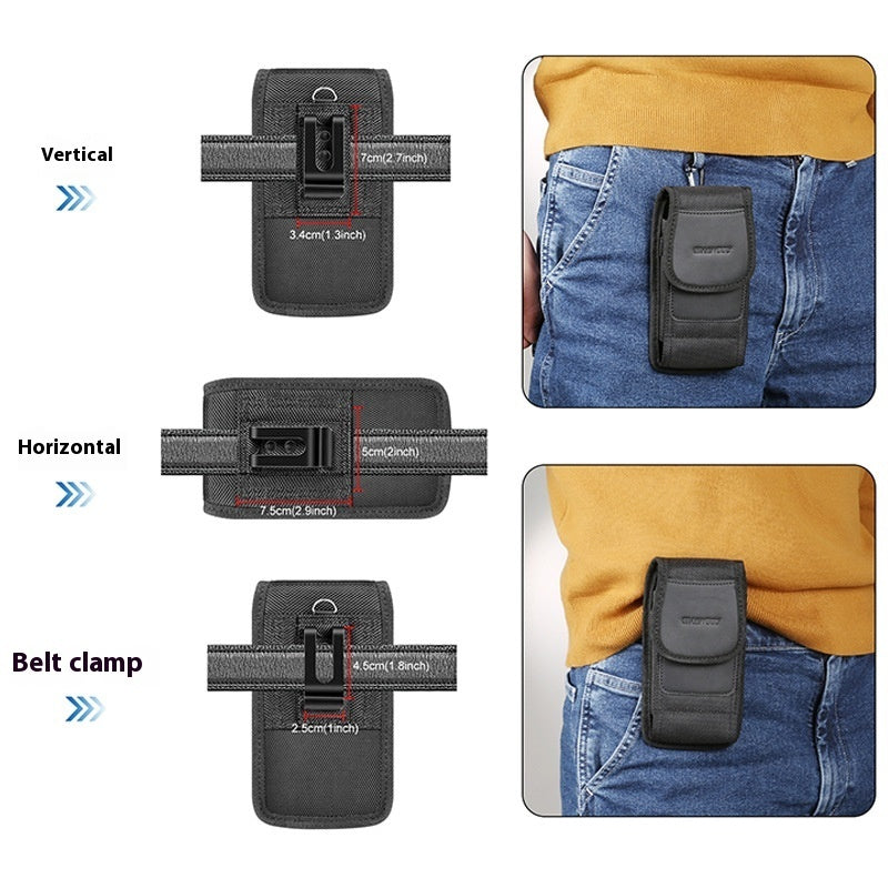 Men's Multi-functional Horizontal And Vertical Nylon Cloth Belt Slot Waist Bag