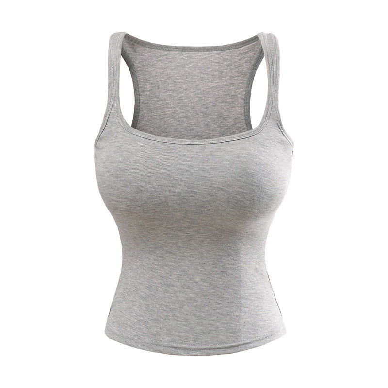 New Solid Color Summer Slim Fit Comic Chest Pad U-neck Vest-style Sling