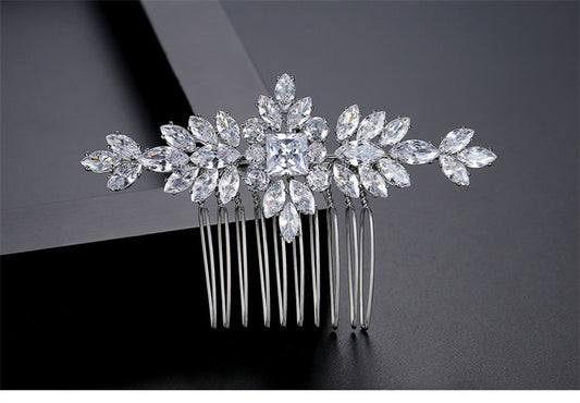 S925 Pure Silver Moissanite Fashionable New Bride Hair Comb Light Luxury Headwear