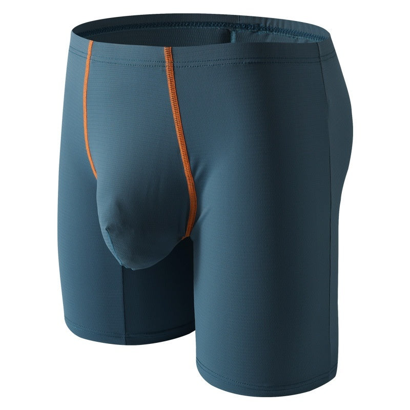 Lengthened Underwear Ice Silk Sexy Men's Boxers Mid-waist U Convex Sexy Quick-drying