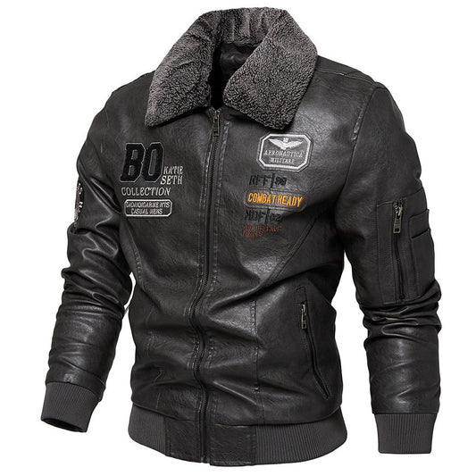Foreign Trade New Men's Casual Fashion Leather Slim Fit Leather Jacket Coat