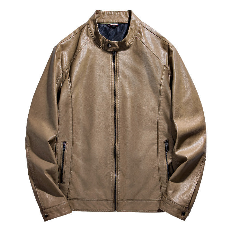 Injall Lun Leather Clothing With Stand Collar Men's Coat