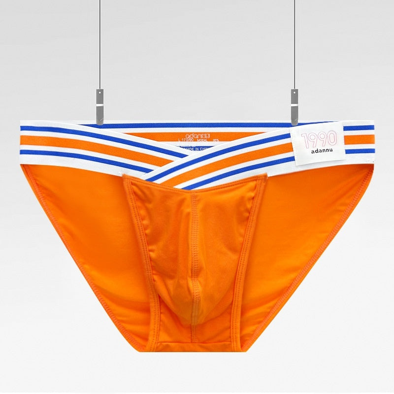 Solid Color High Fork Low Waist Briefs Full Package Hip Bulge