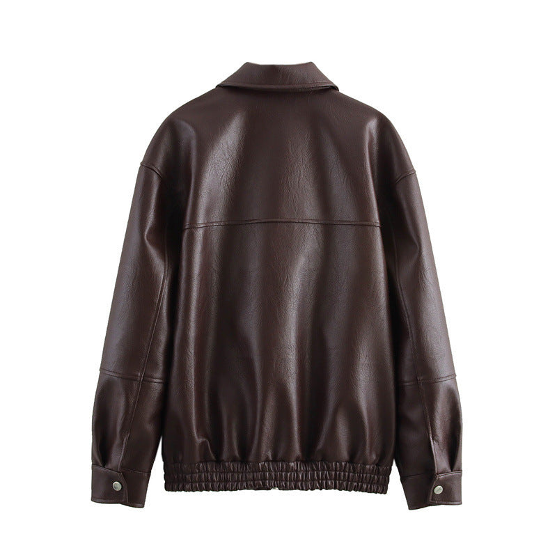 Fashion American Style Motorcycle Clothing Vintage Loose Lapels Zipper Bomber Jacket