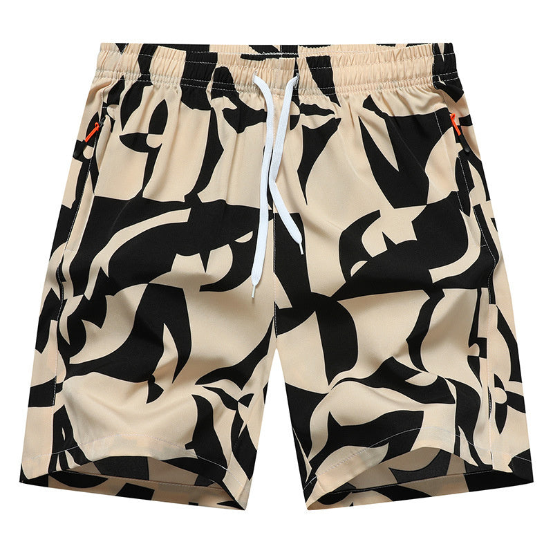 Casual Loose Pattern Cropped Elastic Waist Breathable Beach Pants