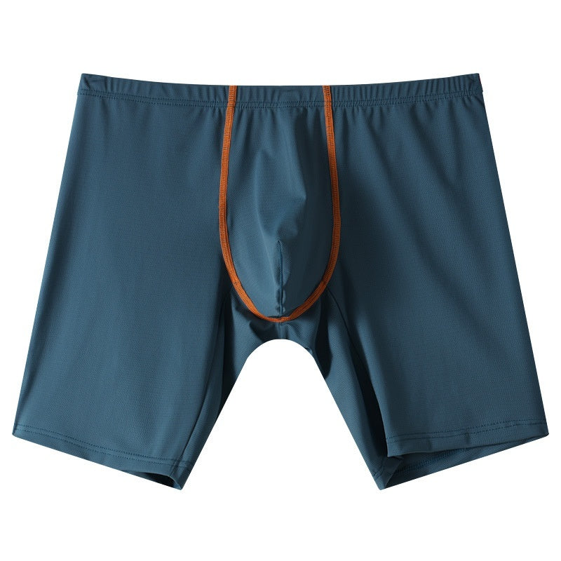 Lengthened Underwear Ice Silk Sexy Men's Boxers Mid-waist U Convex Sexy Quick-drying