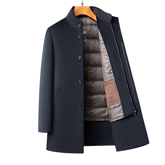 Winter Men's Detachable All-matching Thickened Cold-proof Wool Coat