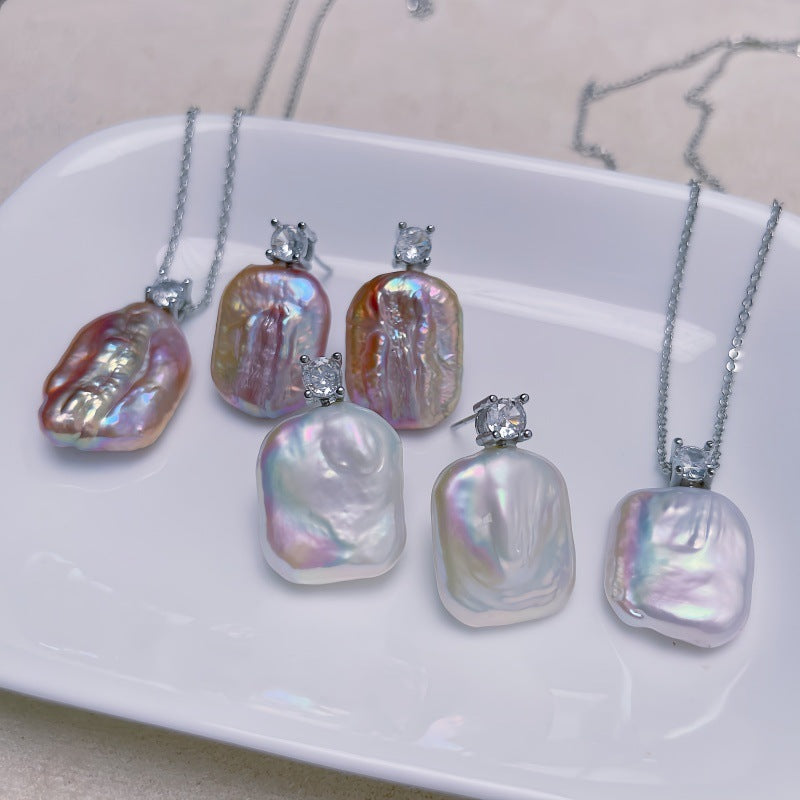 Natural Freshwater Baroque Shaped Pearl Stud Earrings