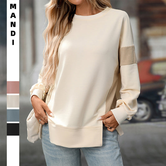 Round Neck Multicolor Round Neck All-matching Casual Loose Sweatshirt