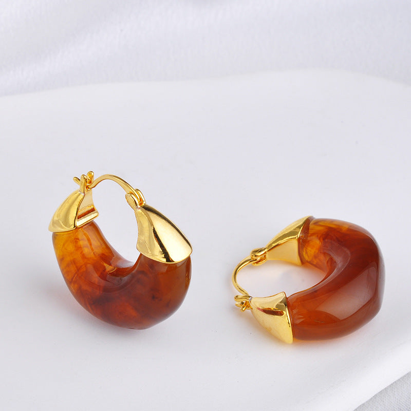 Retro Affordable Luxury High-grade Maillard Amber Earrings