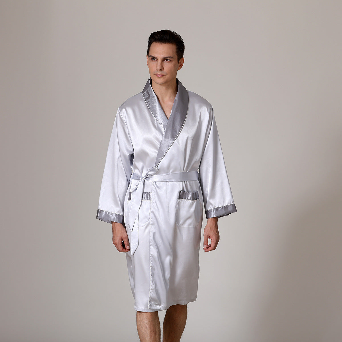 Men's Summer Silk Bathrobe Nightgown