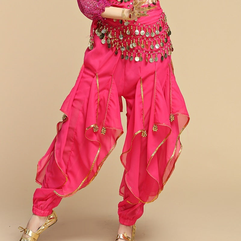 Children's Creative Leg Binding Glitter Chiffon Pants