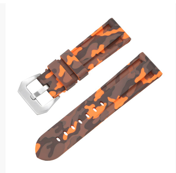 Solid Color Silicone Camouflage Men's Rubber Watch Strap