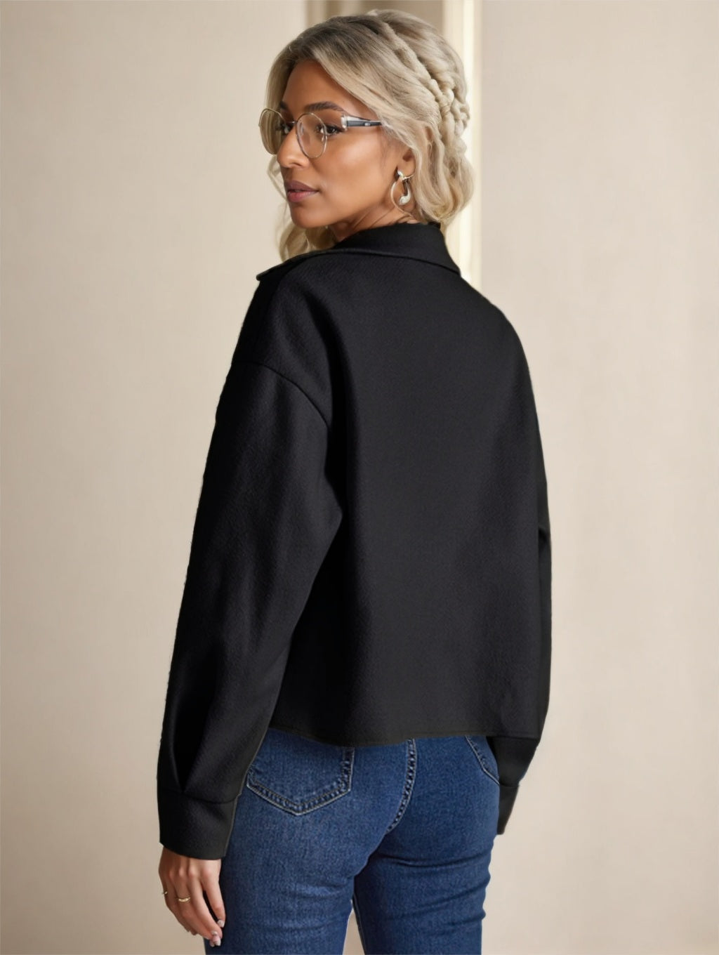 Essnce Flap Pocket Drop Shoulder Button Front Overcoat