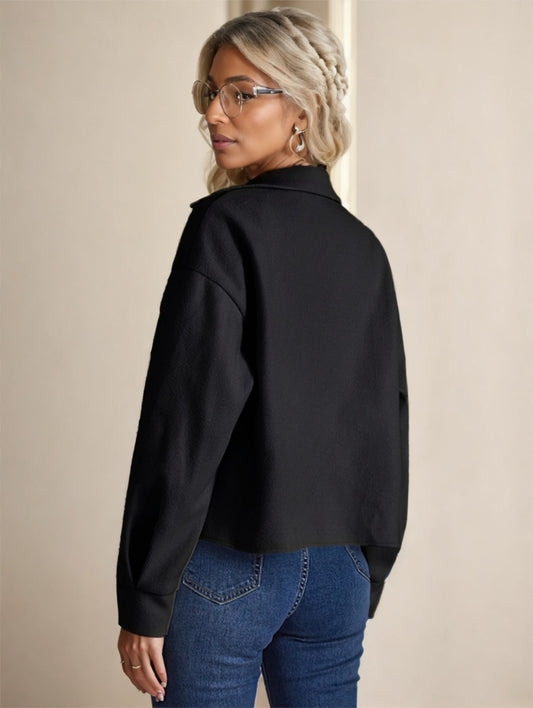 Essnce Flap Pocket Drop Shoulder Button Front Overcoat