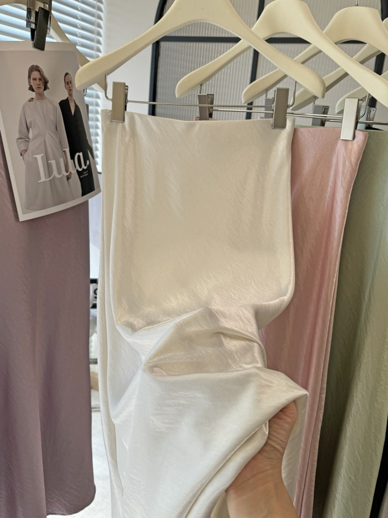 Simple Graceful Draping Acetate Satin Fishtail Skirt For Women