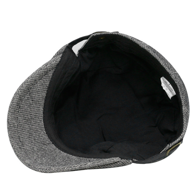 Spring, Autumn And Winter Pure Color Warm Keeping Cotton And Linen Breathable Beret Men
