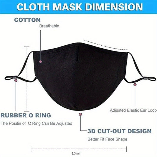 3-piece Set-Cotton Reusable And Adjustable Mask With Filter Bag