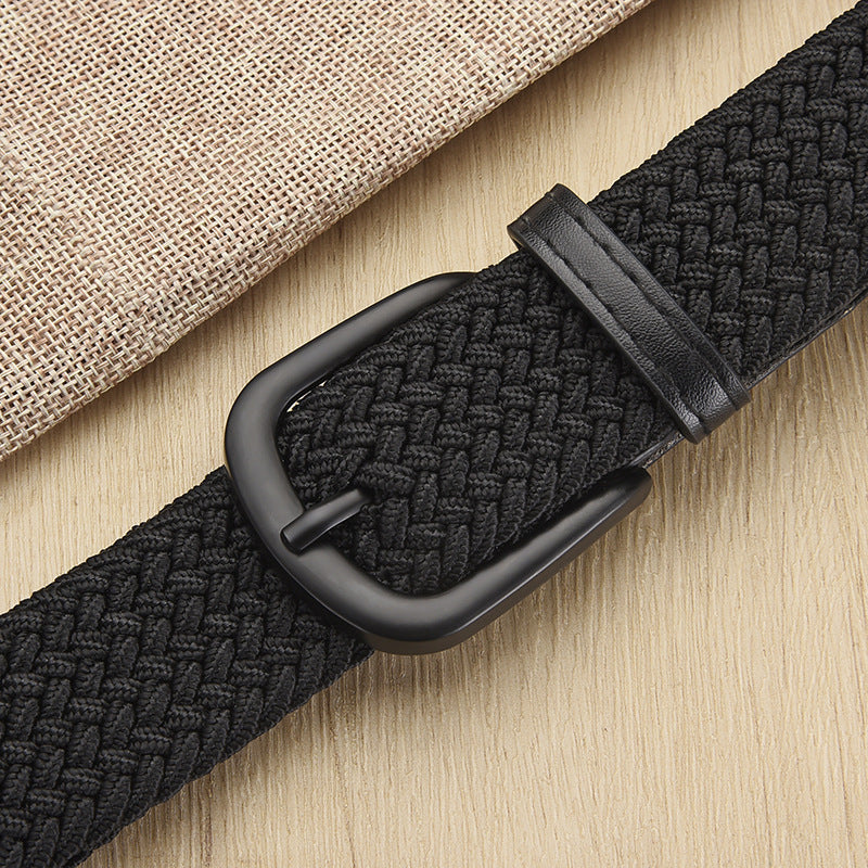New Men's And Women's Woven Belt Elastic Stretch Punch-free