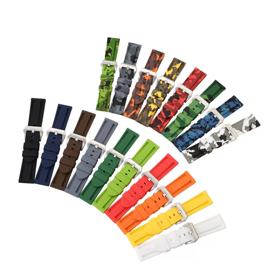 Solid Color Silicone Camouflage Men's Rubber Watch Strap
