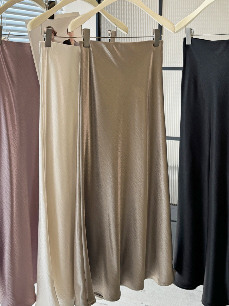 Simple Graceful Draping Acetate Satin Fishtail Skirt For Women