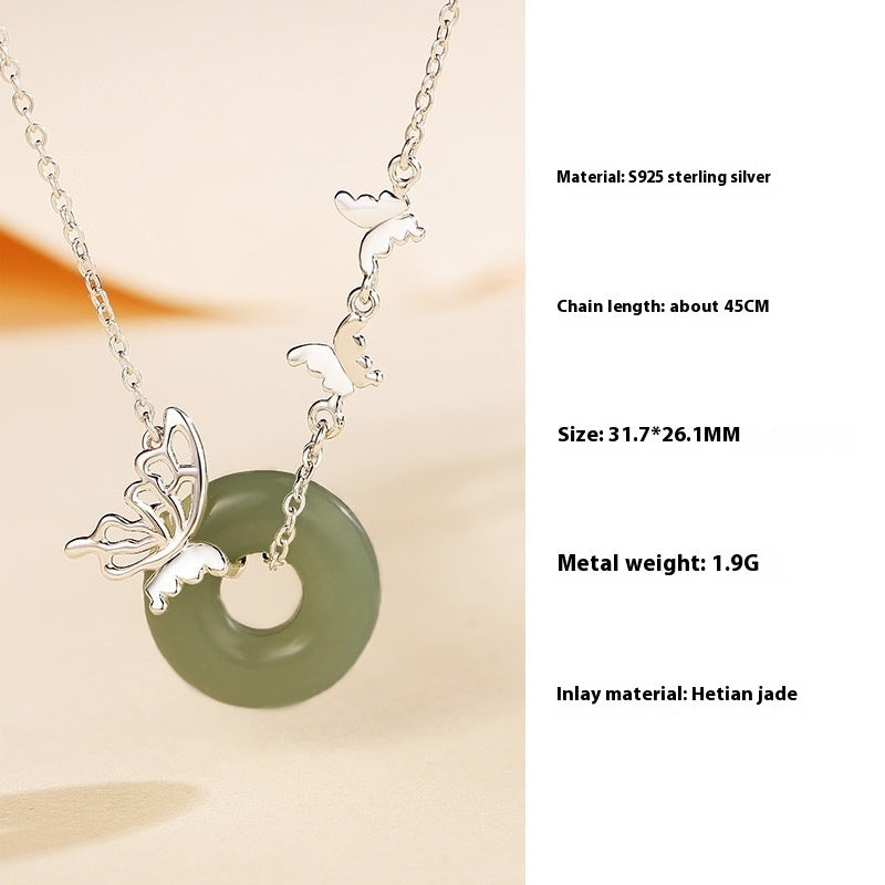Sterling Silver Butterfly Jade Bracelet