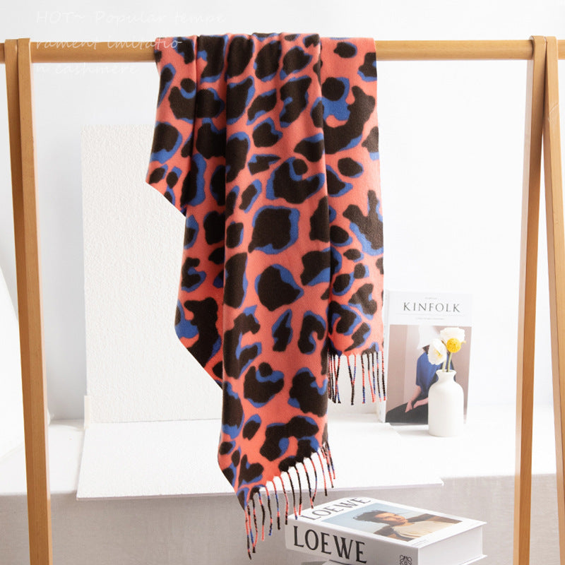 Fashionable All-match Retro Trendy Cross-border European And American Leopard Shawl Scarf Winter