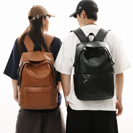Travel Out Large Capacity PU Leather Men's Backpack